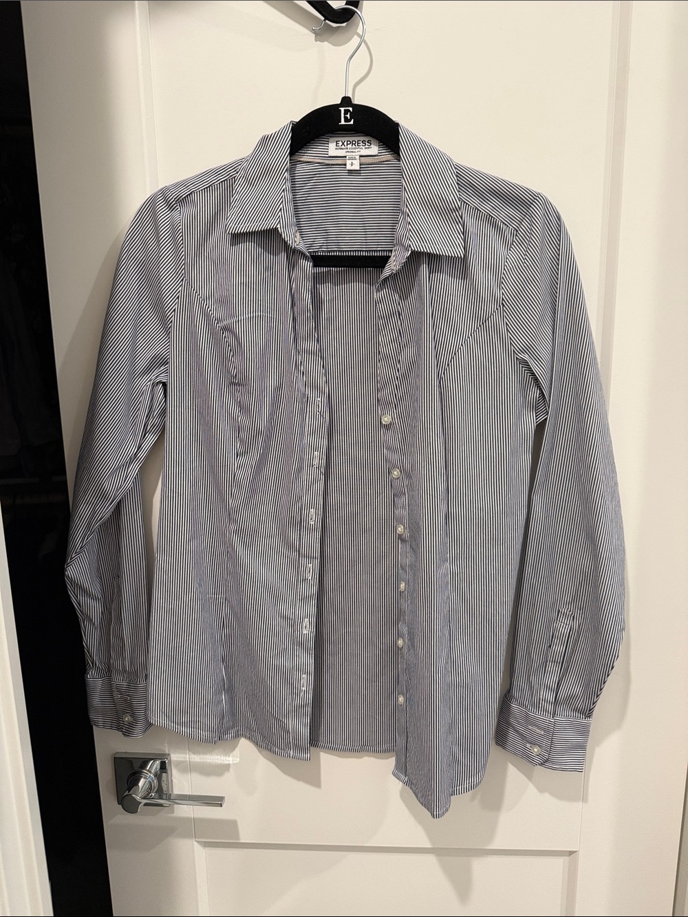 Express Blue & White Pinstripe Button-Up Shirt